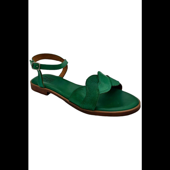 Miz Mooz Shoes - Miz Mooz Women's Leather Ankle Strap Sandals Lakelyn Emerald - Medium